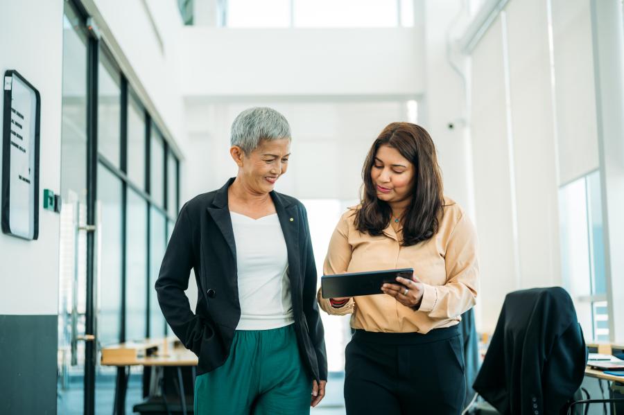 Stock image of two women in an office